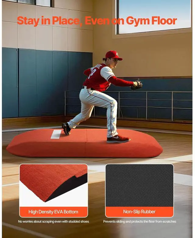 Alt view image 5 of 7 - Pitching Mound, Portable Baseball Game Mound, 107 in Indoor Outdoor Pitching Practice and Training Equipment, Softball Pitching Aids with Antifade Turf and Pitching Rubber