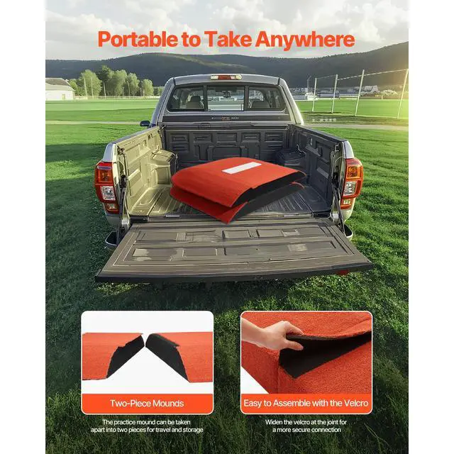 Alt view image 4 of 7 - Pitching Mound, Portable Baseball Game Mound, 107 in Indoor Outdoor Pitching Practice and Training Equipment, Softball Pitching Aids with Antifade Turf and Pitching Rubber