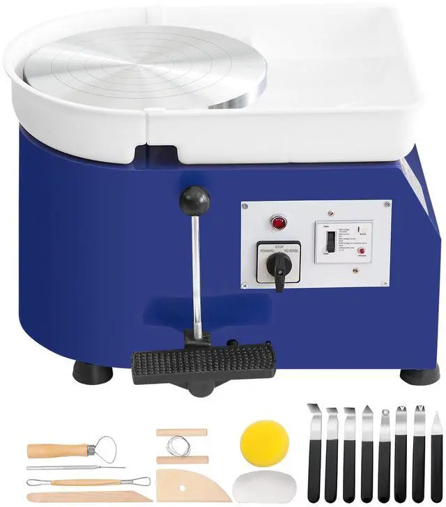 Alt view image 9 of 15 - VEVOR Pottery Wheel, 11in Ceramic Wheel Forming Machine, Adjustable 0-300RPM Speed Handle and Foot Pedal Control, ABS Detachable Basin Sculpting Tool Apron Accessory Kit for Work Art Craft DIY 350W