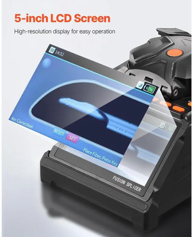 Alt view image 7 of 8 - VEVOR Fiber Fusion Optic Splicer 6 Motors Core & Clad Alignment 5" LCD Screen