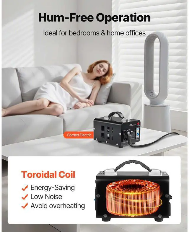 Alt view image 7 of 8 - VEVOR Voltage Converter Transformer 500VA Step Up/Down 110V to 220V/220V to 110V