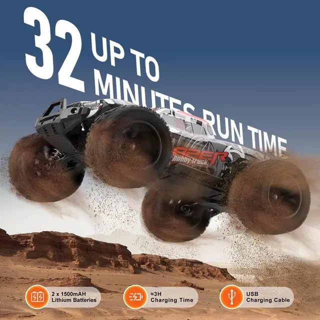 Alt view image 12 of 14 - Remote Control Car 1:14 Scale Kids RC Car All Terrain 4WD Off-Road Truck