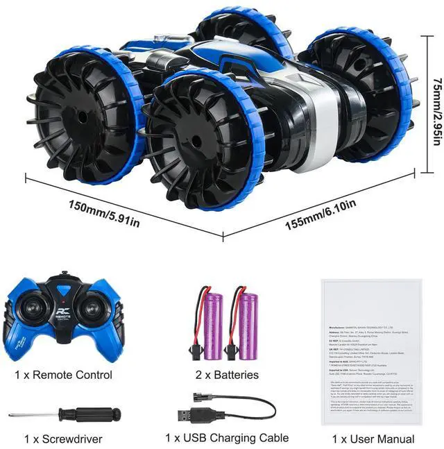 Alt view image 14 of 14 - VEVOR Amphibious Remote Control Car Boat 2.4 GHz 4WD RC Boat Kids Adults Blue