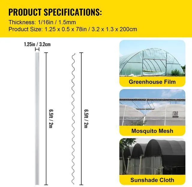 Alt view image 7 of 7 - Spring Wire and Lock Channel, 6.56ft Spring Lock & U-Channel Bundle for Greenhouse, 40 Packs PE Coated Spring Wire & Aluminum Alloy Channel,Plastic Poly Film or Shade Cloth Attachment with Screw