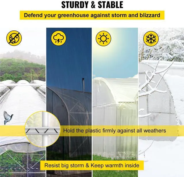 Alt view image 6 of 7 - Spring Wire and Lock Channel, 6.56ft Spring Lock & U-Channel Bundle for Greenhouse, 40 Packs PE Coated Spring Wire & Aluminum Alloy Channel,Plastic Poly Film or Shade Cloth Attachment with Screw