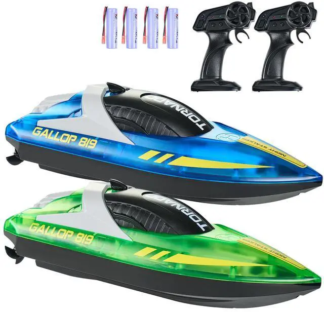 Alt view image 8 of 14 - VEVOR 2 PCS RC Boat 2.4 GHz Remote Control Racing Boat 12 km/h Kids Adults Gift