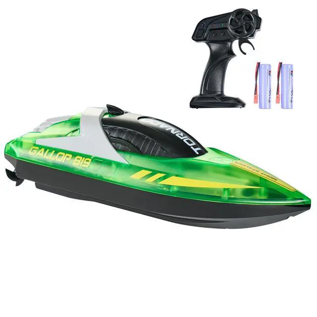Alt view image 8 of 14 - VEVOR Christmas gifts! RC Boat 2.4 GHz Remote Control Racing Boat 12 km/h Kids Adults Gift Green