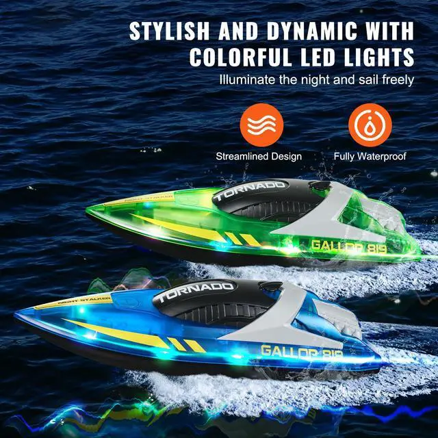 Alt view image 9 of 14 - VEVOR 2 PCS RC Boat 2.4 GHz Remote Control Racing Boat 12 km/h Kids Adults Gift