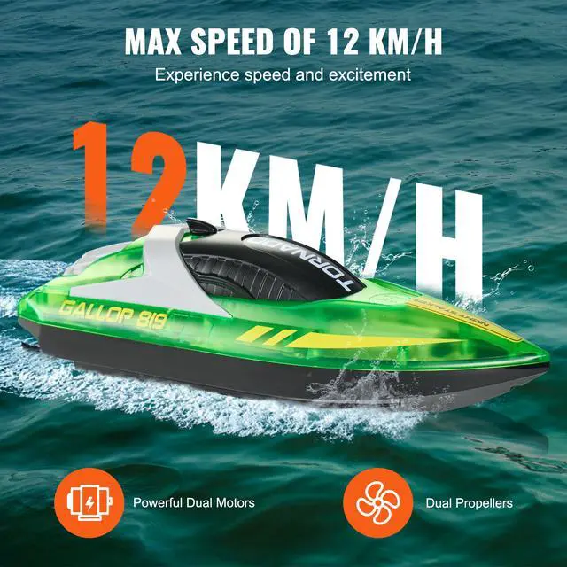 Alt view image 10 of 14 - VEVOR Christmas gifts! RC Boat 2.4 GHz Remote Control Racing Boat 12 km/h Kids Adults Gift Green