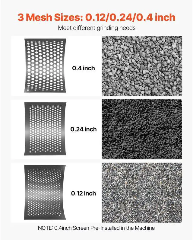Alt view image 4 of 7 - Hammer Crusher, 3KW 220V Electric Rock Stone Shatter Grinder, Glass Crushing Machine with 400 to 600 kg/h Crushing Capacity, Coal Crusher Milling Machine with 0.12/0.24/0.4 inch Sieve Screens