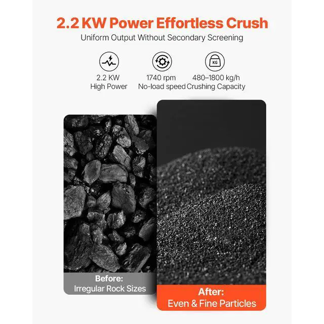 Alt view image 3 of 7 - Jaw Crusher Machine, 2.2KW High Power Rock Stone Crush Machine, 6.10 x 5.12 inch Feeding Port, 1740 RPM Speed Stone Shatter Grinder, Electric Stone Shatter 220V, for Rock Coal Glass Bottle