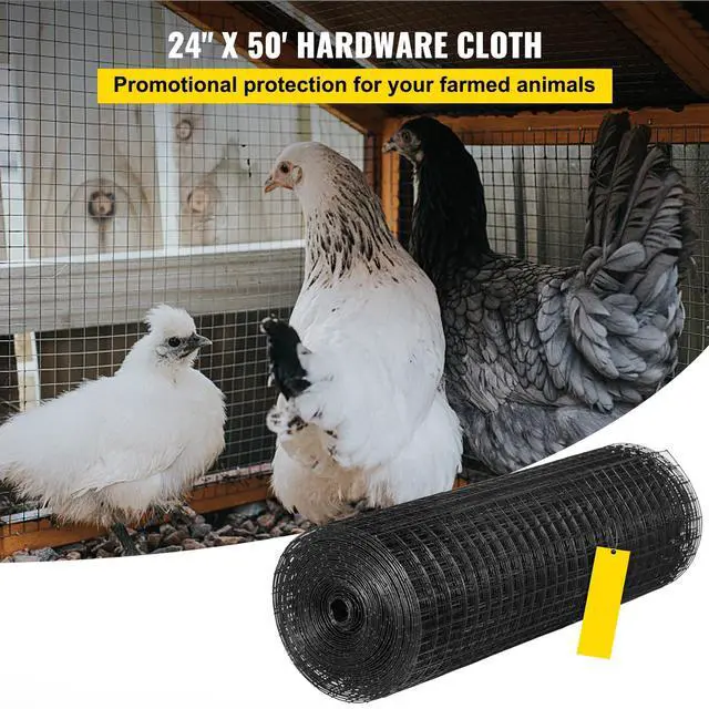 Alt view image 2 of 7 - Hardware Cloth, 24\" x50\' & 1\"x1\" Mesh Size, Galvanized Steel Vinyl Coated 16 Gauge Welded Wire with A Cutting Plier & A Pair of Fabric Gloves, for Garden Fencing & Pet Enclosures, Black