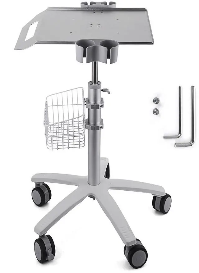 Alt view image 8 of 14 - VEVOR Medical Cart, Salon Cart with Wheels, Mobile Trolley Cart 26.77"-42.91" Height Adjustable, Metal Salon Stations for Hair Stylist, Rolling Desktop Lab Cart for Clinic, Beauty and Salon