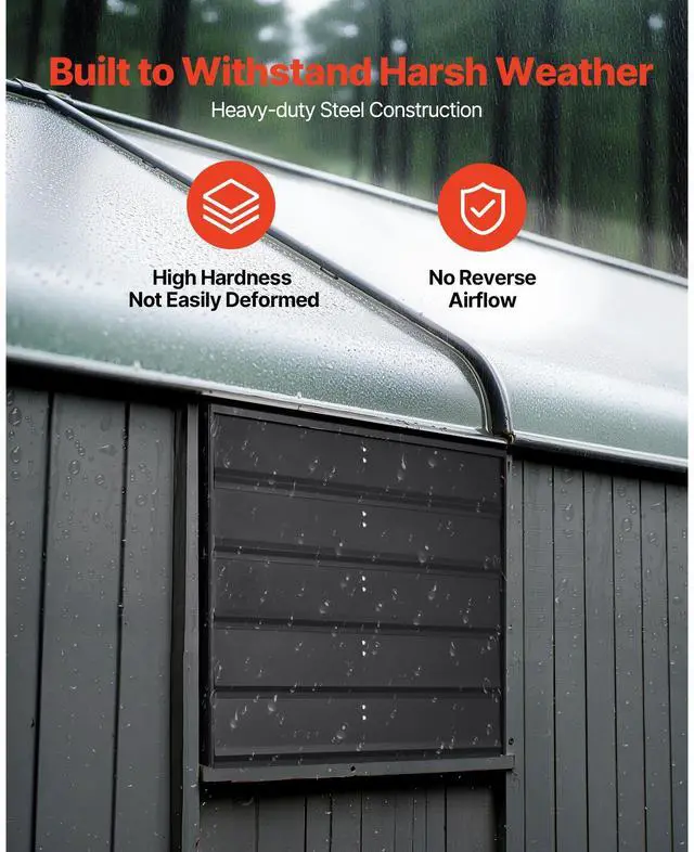 Alt view image 5 of 8 - VEVOR 24 inch Shutter Exhaust Fan, Wall Mounted Attic Vent Fan with Smart Programming Variable Speed Temperature Control, 2900 CFM,EC Motor,Timer, for Shed,Garage,Greenhouse Ventilation Cooling,Black