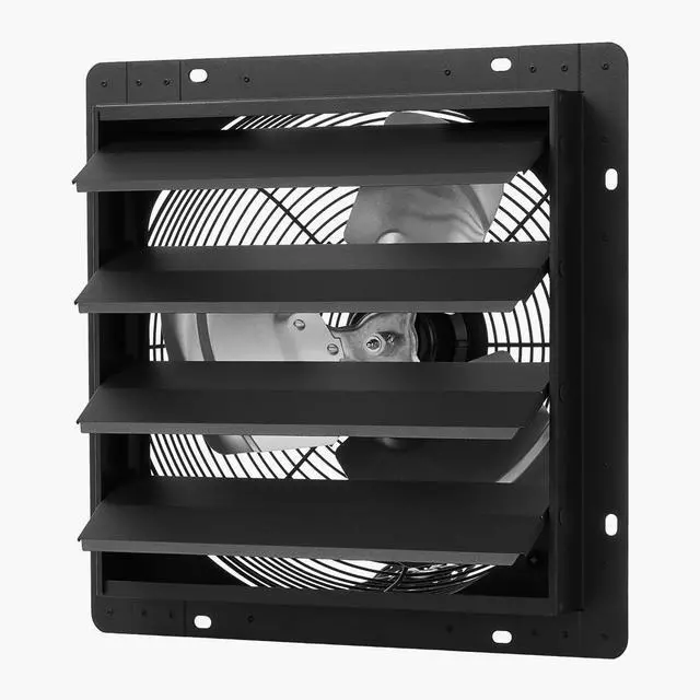 Alt view image 2 of 8 - VEVOR 14 inch Shutter Exhaust Fan, Wall Mounted Attic Vent Fan with Smart Programming Variable Speed Temperature Control, 2000 CFM,EC Motor,Timer, for Shed,Garage,Greenhouse Ventilation Cooling,Black