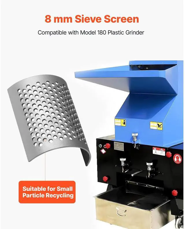 Alt view image 3 of 8 - VEVOR Screen Mesh for Plastic Shredder, High-Quality Steel Durable Mesh, 0.315 in/8 mm High-Precision Aperture Screen, Compatible with Model 180 Plastic Grinder, Suitable for Small Particle Recycling