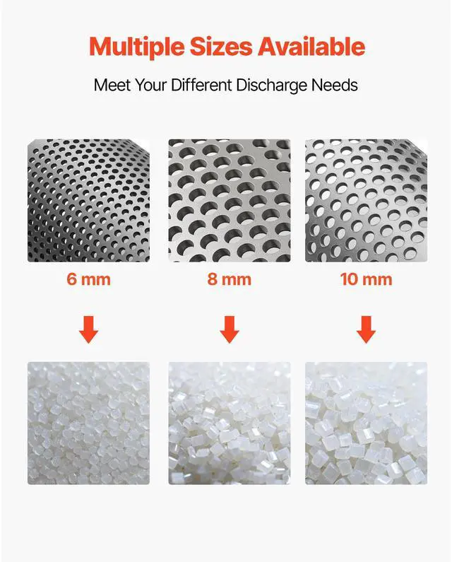 Alt view image 7 of 8 - VEVOR Screen Mesh for Plastic Shredder, High-Quality Steel Durable Mesh, 0.315 in/8 mm High-Precision Aperture Screen, Compatible with Model 180 Plastic Grinder, Suitable for Small Particle Recycling