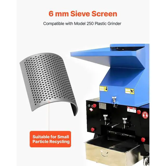 Alt view image 3 of 8 - VEVOR Screen Mesh for Plastic Shredder, High-Quality Steel Durable Mesh, 0.236 in/6 mm High-Precision Aperture Screen, Compatible with Model 250 Plastic Grinder, Suitable for Micro Particle Recycling