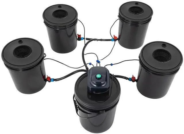 Main image of DWC Hydroponic System, 5 Gallon 5 Buckets, Deep Water Culture Growing Bucket, Hydroponics Grow Kit with Pump, Air Stone and Connected Reservoir, for Indoor/Outdoor Leafy Vegetables