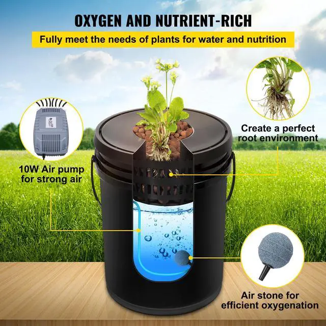 Alt view image 4 of 7 - DWC Hydroponic System, 5 Gallon 5 Buckets, Deep Water Culture Growing Bucket, Hydroponics Grow Kit with Pump, Air Stone and Connected Reservoir, for Indoor/Outdoor Leafy Vegetables