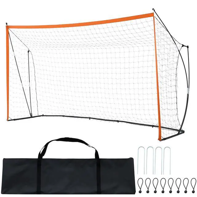 Alt view image 2 of 8 - VEVOR Portable Soccer Goal, 12x6 ft Adults Kids Backyard Soccer Net, Large Practice Soccer Net, Steel Fiberglass Structure Training Goal Set, All-Weather Outdoor Soccer Goals with Carry Bag, Orange