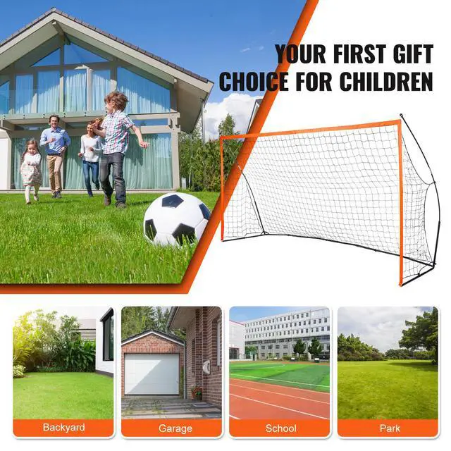Alt view image 7 of 7 - Portable Soccer Goal, 12.4x6.4 ft Adults Kids Backyard Soccer Net, Large Practice Soccer Net, Steel Fiberglass Structure Training Soccer Goal Set, All-Weather Outdoor Soccer Goals with Carry Bag