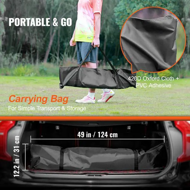 Alt view image 6 of 7 - Portable Soccer Goal, 12.4x6.4 ft Adults Kids Backyard Soccer Net, Large Practice Soccer Net, Steel Fiberglass Structure Training Soccer Goal Set, All-Weather Outdoor Soccer Goals with Carry Bag