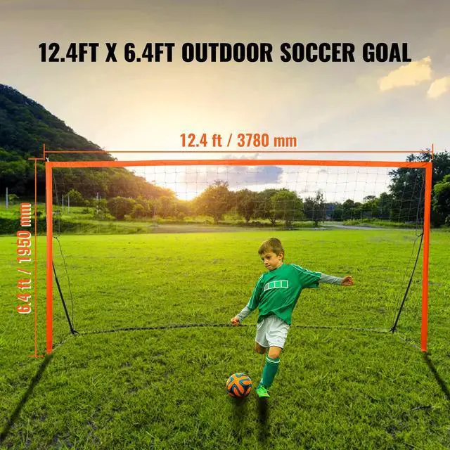 Alt view image 2 of 7 - Portable Soccer Goal, 12.4x6.4 ft Adults Kids Backyard Soccer Net, Large Practice Soccer Net, Steel Fiberglass Structure Training Soccer Goal Set, All-Weather Outdoor Soccer Goals with Carry Bag