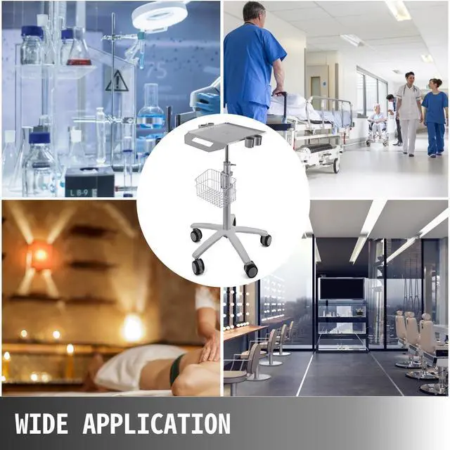 Alt view image 14 of 14 - VEVOR Medical Cart, Salon Cart with Wheels, Mobile Trolley Cart 26.77"-42.91" Height Adjustable, Metal Salon Stations for Hair Stylist, Rolling Desktop Lab Cart for Clinic, Beauty and Salon