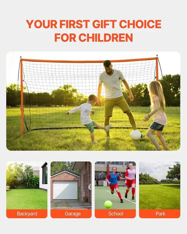 Alt view image 8 of 8 - VEVOR Portable Soccer Goal, 12x6 ft Adults Kids Backyard Soccer Net, Large Practice Soccer Net, Steel Fiberglass Structure Training Goal Set, All-Weather Outdoor Soccer Goals with Carry Bag, Orange