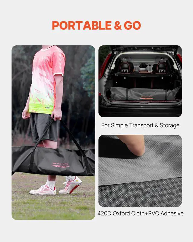 Alt view image 7 of 8 - VEVOR Portable Soccer Goal, 12x6 ft Adults Kids Backyard Soccer Net, Large Practice Soccer Net, Steel Fiberglass Structure Training Goal Set, All-Weather Outdoor Soccer Goals with Carry Bag, Yellow