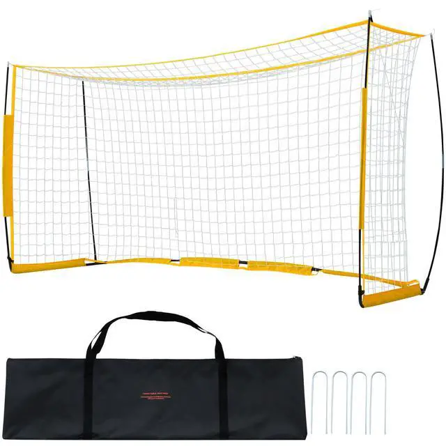 Alt view image 2 of 8 - VEVOR Portable Soccer Goal, 12x6 ft Adults Kids Backyard Soccer Net, Large Practice Soccer Net, Steel Fiberglass Structure Training Goal Set, All-Weather Outdoor Soccer Goals with Carry Bag, Yellow