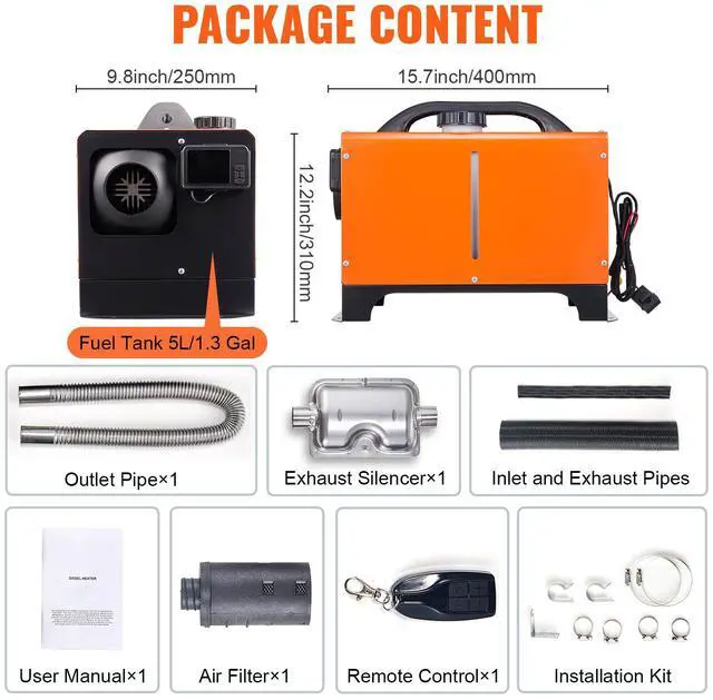 Alt view image 14 of 14 - VEVOR Diesel Air Heater All-in-one 12V 5KW Bluetooth App LCD for Car RV Indoors