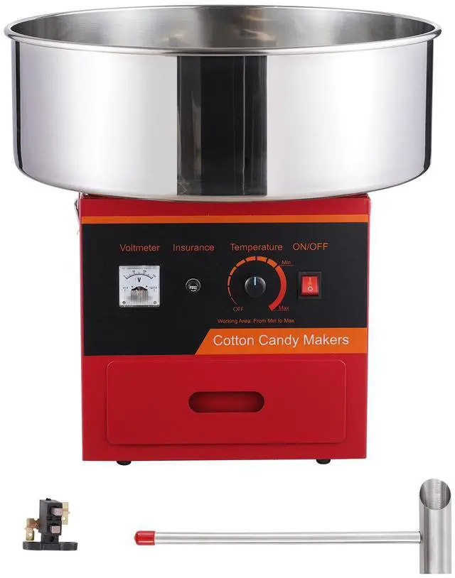 Alt view image 8 of 14 - VEVOR  Electric Cotton Candy Machine, 1000W Candy Floss Maker, Commercial Cotton Candy Machine with Stainless Steel Bowl, Sugar Scoop, and Drawer, Perfect for Home Kids Birthday, Family Party, Red