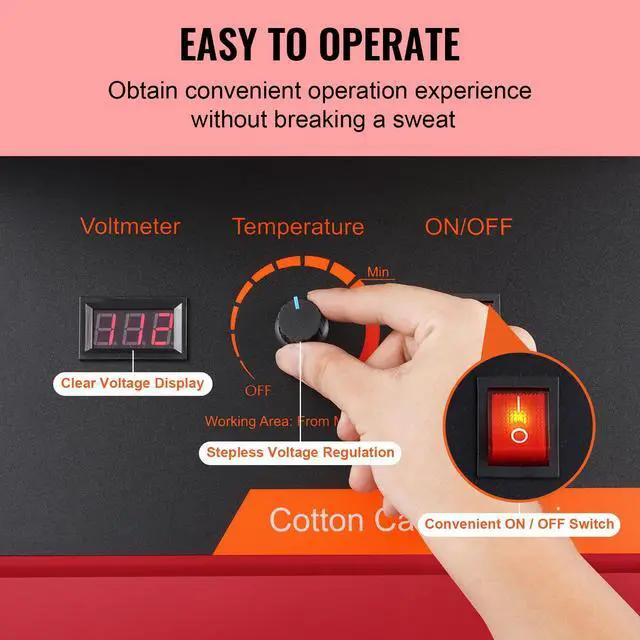 Alt view image 10 of 14 - VEVOR  Electric Cotton Candy Machine, 1000W Candy Floss Maker, Commercial Cotton Candy Machine with Stainless Steel Bowl, and Sugar Scoop, Perfect for Home Kids Birthday, Family Party (Red)