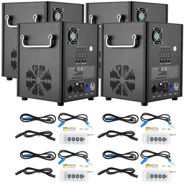 Main image of Cold Spark Machine, 4 Pack 500W Output Fireworks Controllers, 6.6-13ft Adjustable Height, with Advanced DMX System,LED Screen,Portable Handle, Aluminum Alloy for Stage DJ Wedding Event,Party
