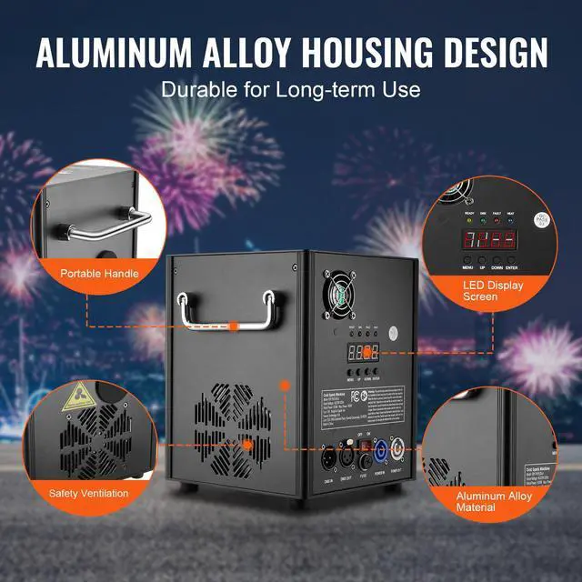 Alt view image 5 of 7 - Cold Spark Machine, 4 Pack 500W Output Fireworks Controllers, 6.6-13ft Adjustable Height, with Advanced DMX System,LED Screen,Portable Handle, Aluminum Alloy for Stage DJ Wedding Event,Party
