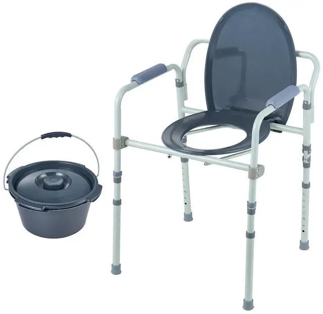 Alt view image 2 of 8 - VEVOR Commode Chair, Bedside Commode with Wider Toilet Seat, 7-Level Adjustable Height, 5.8L Removable Bucket, Easy to Assemble, 350 LBS Capacity, Raised Toilet Seat for Adults Seniors