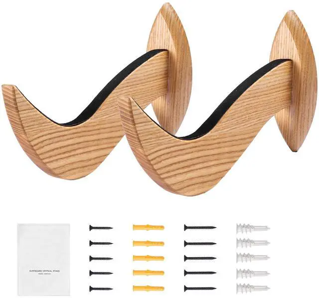 Main image of Surfboard Wall Mount, Horizontal Surfboard Rack for Storage and Display, Wooden Board Stand Organizer for Wall, Surf Board Holder Ideal for Wakeboards, Snowboards, Kiteboards, Shortboard, Skis