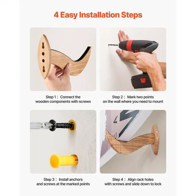 Alt view image 5 of 7 - Surfboard Wall Mount, Horizontal Surfboard Rack for Storage and Display, Wooden Board Stand Organizer for Wall, Surf Board Holder Ideal for Wakeboards, Snowboards, Kiteboards, Shortboard, Skis