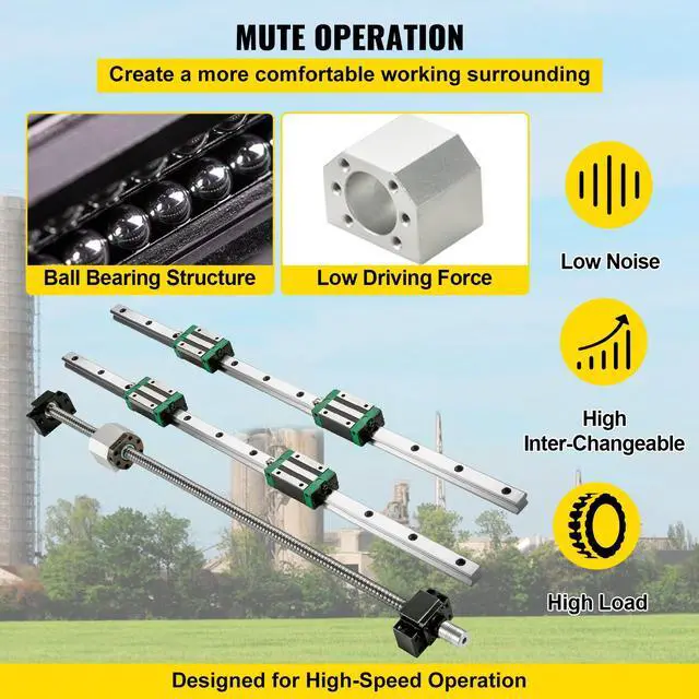 Alt view image 6 of 7 - Linear Guide Rail 2Pcs HGR20-1500mm Linear Slide Rail with 1Pcs RM1605-1500mm Ballscrew with BF12/BK12 Kit Linear Slide Rail Guide Rail Square for DIY CNC Routers Lathes Mills