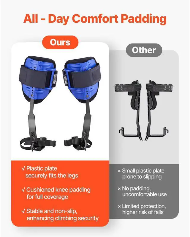 Alt view image 4 of 7 - Tree Climbing Spikes Set, Height-Adjustable Tree Climbing Gear with Straps & Waist Harness, 350 lbs Load Capacity, Heavy Duty Steel Climb Spurs Arborist Equipment for Fruit Picking Hunting