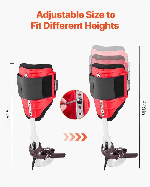 Alt view image 6 of 7 - Tree Climbing Spikes Set, Height-Adjustable Tree Climbing Gear with Straps & Spike Protectors, 350 lbs Load Capacity, Durable Aluminum Climb Spurs Arborist Equipment for Fruit Picking Hunting