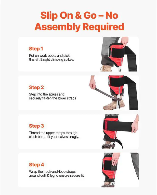 Alt view image 7 of 7 - Tree Climbing Spikes Set, Height-Adjustable Tree Climbing Gear with Straps & Spike Protectors, 350 lbs Load Capacity, Durable Aluminum Climb Spurs Arborist Equipment for Fruit Picking Hunting