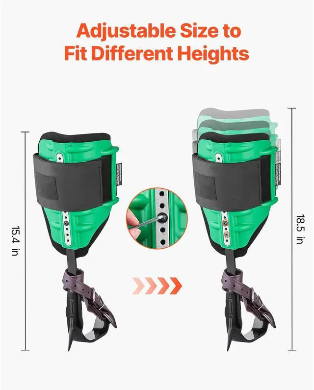 Alt view image 6 of 7 - Tree Climbing Spikes Set, Height-Adjustable Tree Climbing Gear with Straps & Spike Protectors, 350 lbs Load Capacity, Heavy Duty Steel Climb Spurs Arborist Equipment for Fruit Picking Hunting