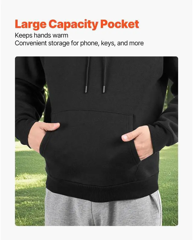 Alt view image 5 of 8 - VEVOR Women Pullover Hoodie, Small Size, Fleece Long Sleeve Comfy Casual Basic Pullover Hooded Sweatshirt, Warm & Skin-friendly, Practical & Trendy, Black Hoodie with Large Pocket for Fall & Winter