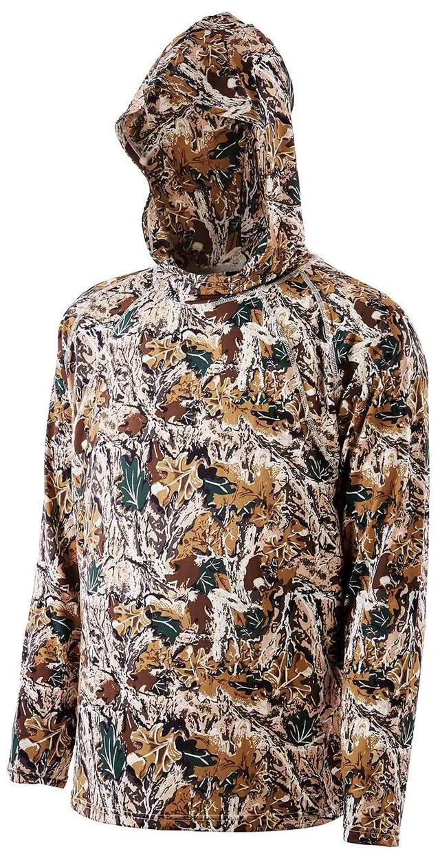 Alt view image 2 of 8 - VEVOR Camo Hoodie, X-Large Size, Men Pullover Hooded Sweatshirt, Moisture Wicking & Breathable, Quick-dry, Hiking Fishing Shirt with Hood, Long Sleeves Hunting Shirts for Spring & Summer Outdoor Work