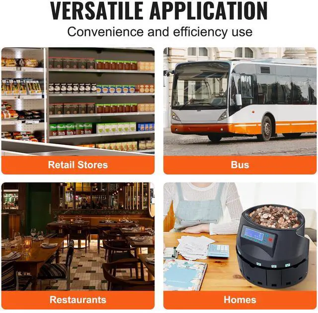 Alt view image 13 of 14 - VEVOR USD Coin Sorter Coin Counter Wrapper and Roller 300 Coins/min LCD Display