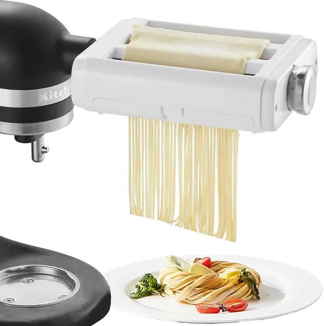Alt view image 3 of 9 - VEVOR Pasta Attachment for KitchenAid Stand Mixer, 3-IN-1 Stainless Steel Pasta Roller Cutter Set Including Pasta Sheet Roller, Spaghetti and Fettuccine Cutter, 8 Adjustable Thickness Knob Pasta Maker