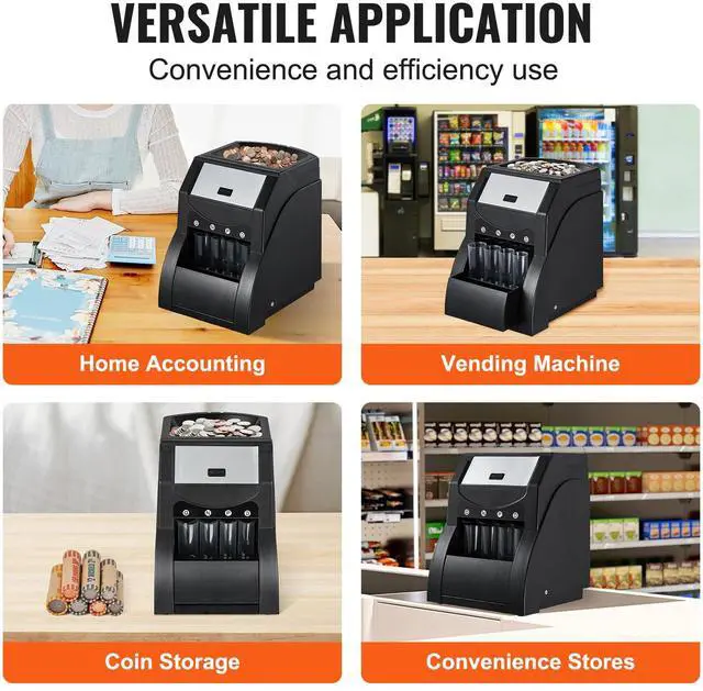 Alt view image 13 of 14 - VEVOR USD Coin Sorter, Coin Sorter Machine for USD Coin 1 5 10 25, Sorts up to 230 Coins/min, Coin Sorter and Wrapper Machine Holds 200 Coins Included 4 Coin Tubes, Black